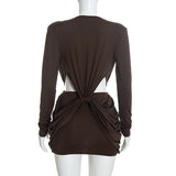 Women’s Draped Ruched Deep V Mini Dress