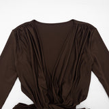 Women’s Draped Ruched Deep V Mini Dress