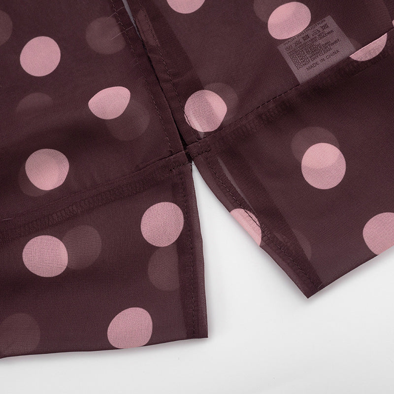 Women’s Polka Dot Batwing Button Front Top