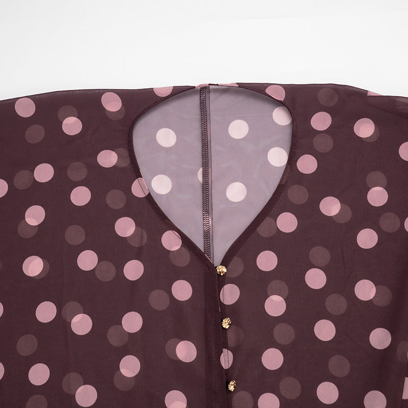 Women’s Polka Dot Batwing Button Front Top