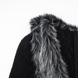 Women’s Faux Fur Trim Deep V-Neck Romper