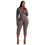 Women’s Plaid Button Top & Capri Pants Set