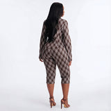 Women’s Plaid Button Top & Capri Pants Set