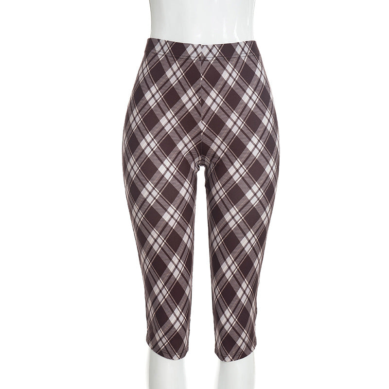 Women’s Plaid Button Top & Capri Pants Set