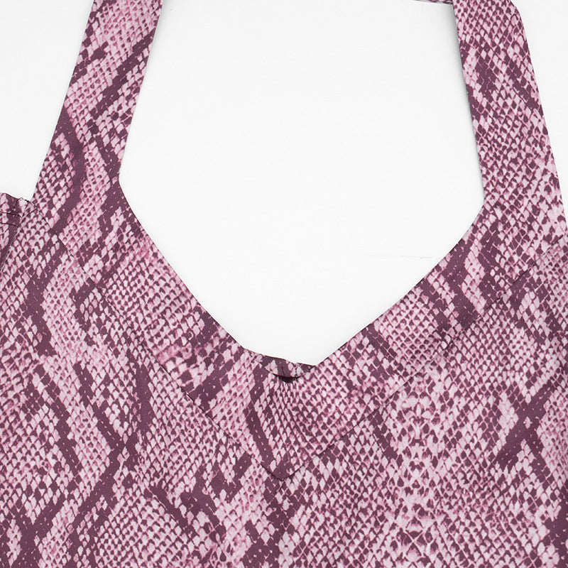 Women’s Snake Print Off Shoulder Capri Romper