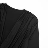 Women’s Ruched Deep V Neck Wide Leg Jumpsuit