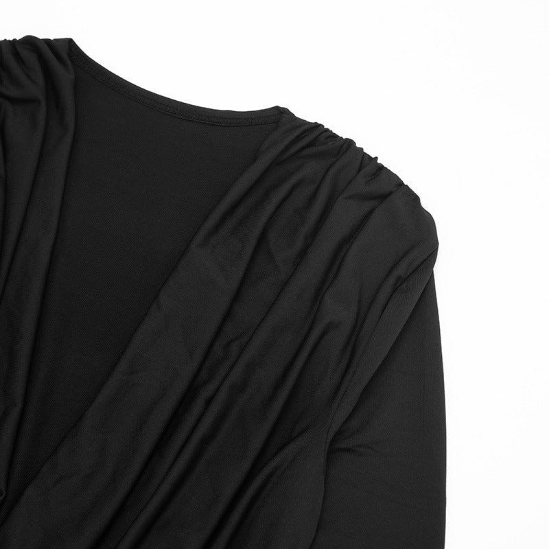 Women’s Ruched Deep V Neck Wide Leg Jumpsuit
