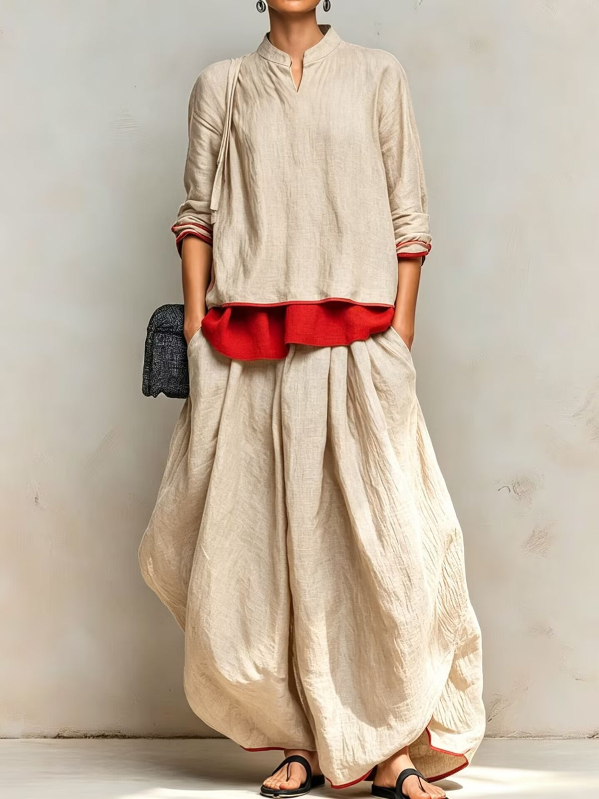 Women’s Ruffle Tunic & Wide Leg Pants Set
