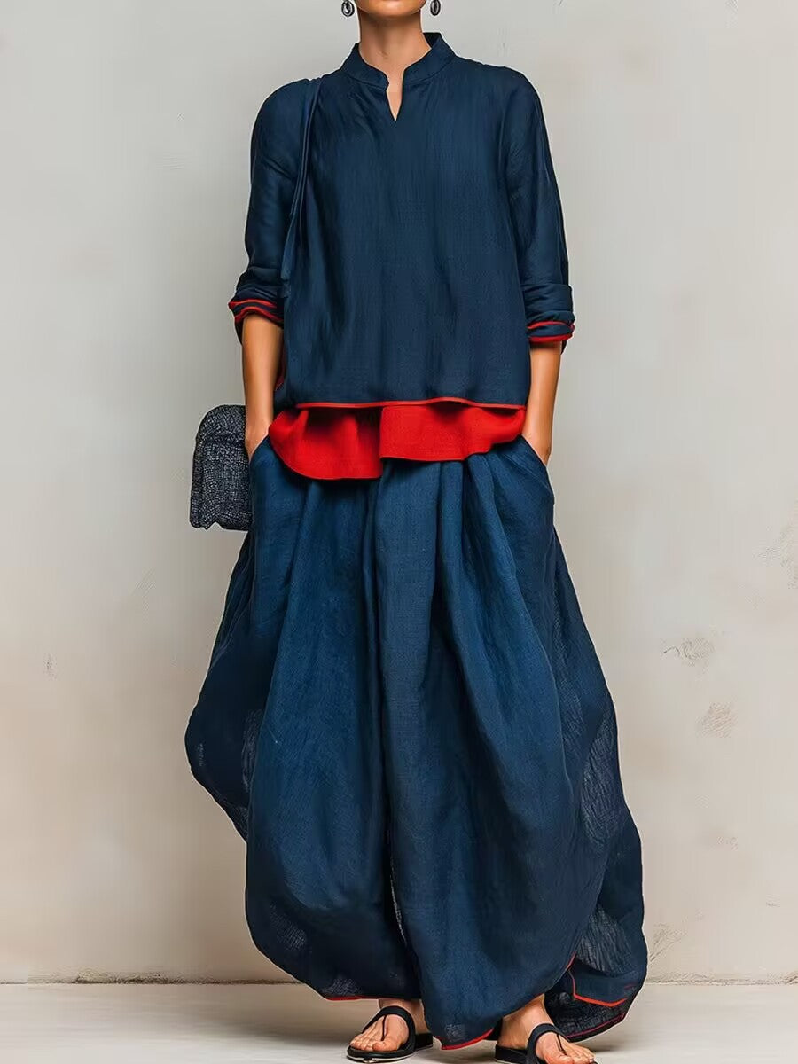 Women’s Ruffle Tunic & Wide Leg Pants Set