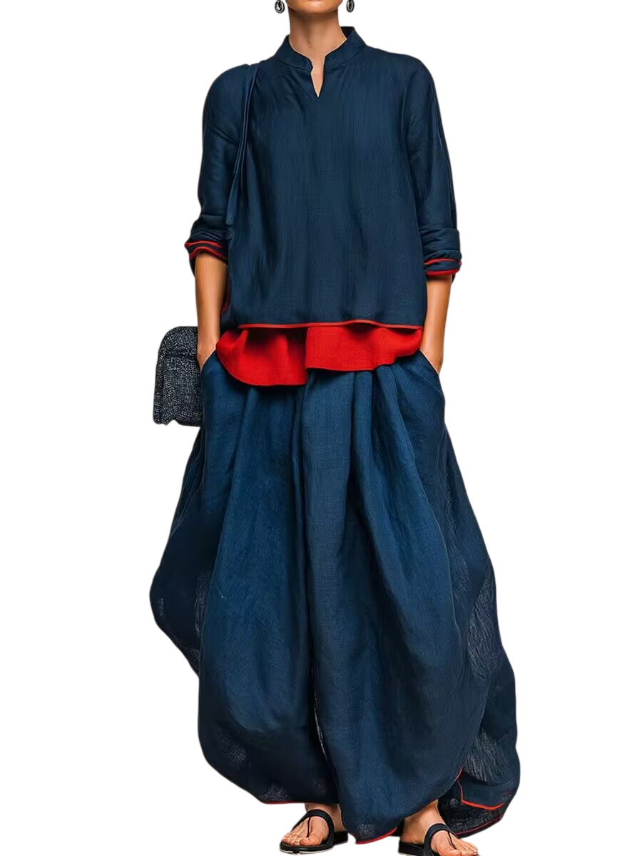 Women’s Ruffle Tunic & Wide Leg Pants Set