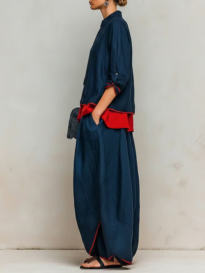 Women’s Ruffle Tunic & Wide Leg Pants Set