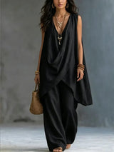 Women’s Draped Sleeveless Tunic & Wide Leg Set