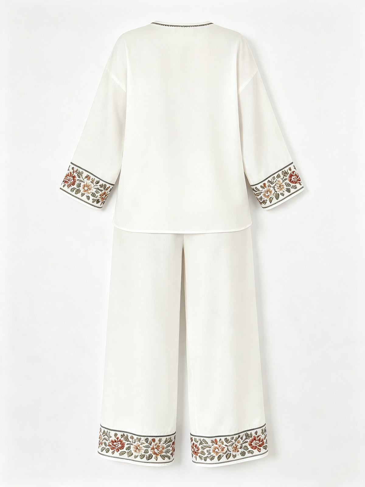 Women’s Embroidered Tunic & Wide Leg Pants Set