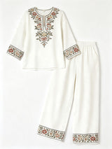 Women’s Embroidered Tunic & Wide Leg Pants Set