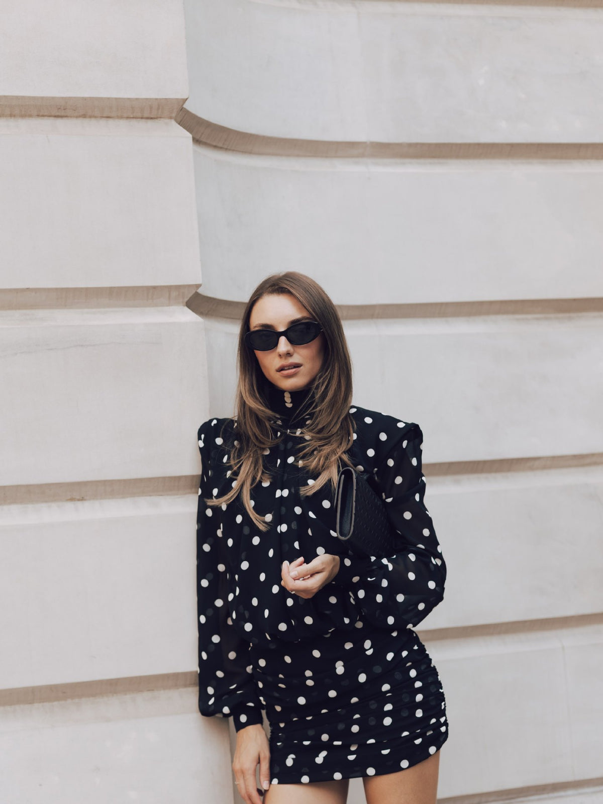 Women’s High Neck Polka Dot Mini Dress