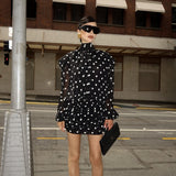 Women’s High Neck Polka Dot Mini Dress