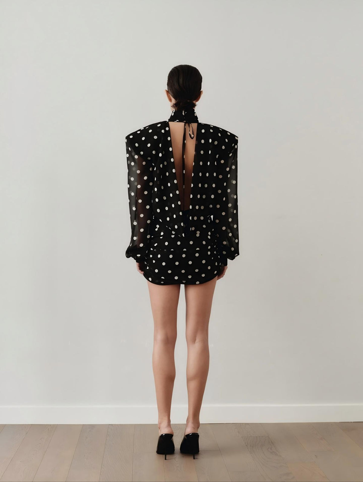 Women’s High Neck Polka Dot Mini Dress