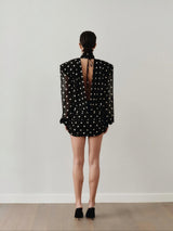 Women’s High Neck Polka Dot Mini Dress