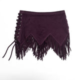 Women’s Lace-Up Fringe Mini Skirt