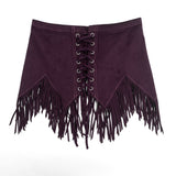 Women’s Lace-Up Fringe Mini Skirt