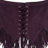 Women’s Lace-Up Fringe Mini Skirt