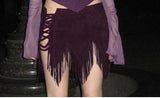 Women’s Lace-Up Fringe Mini Skirt