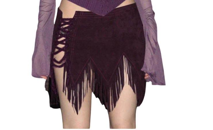 Women’s Lace-Up Fringe Mini Skirt