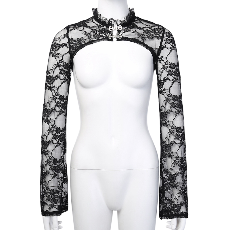 Women’s Floral Lace Mock Neck Crop Top