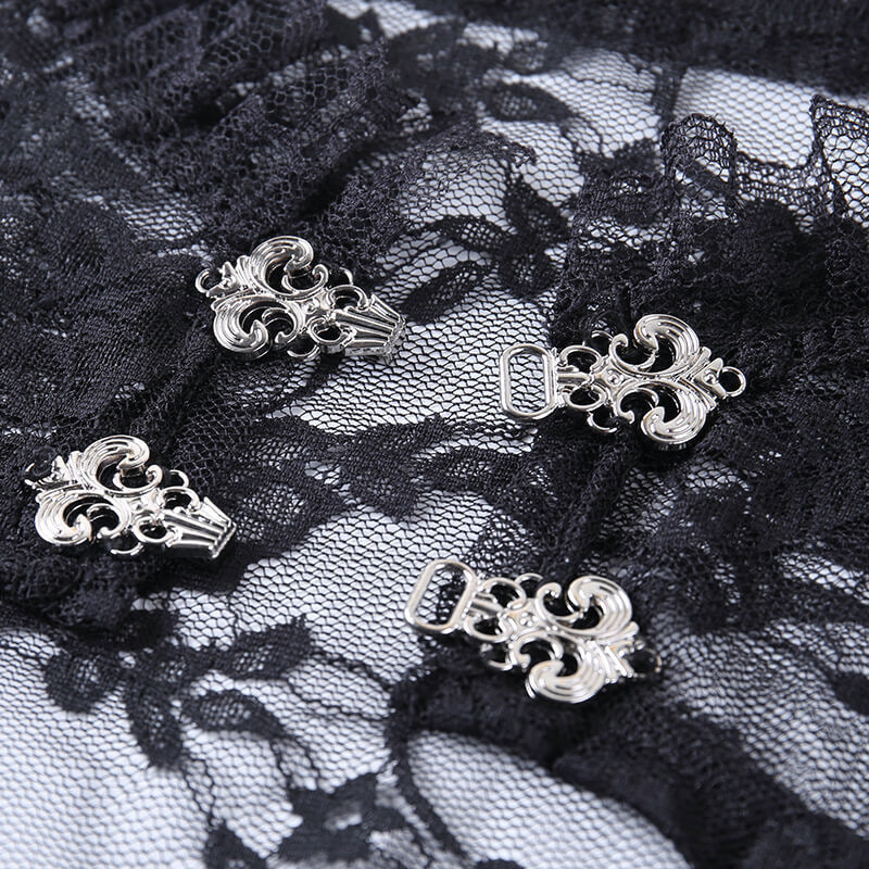 Women’s Floral Lace Mock Neck Crop Top