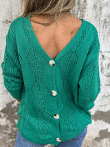 Open-Knit V-Neck Top