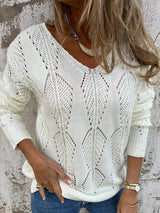 Open-Knit V-Neck Top