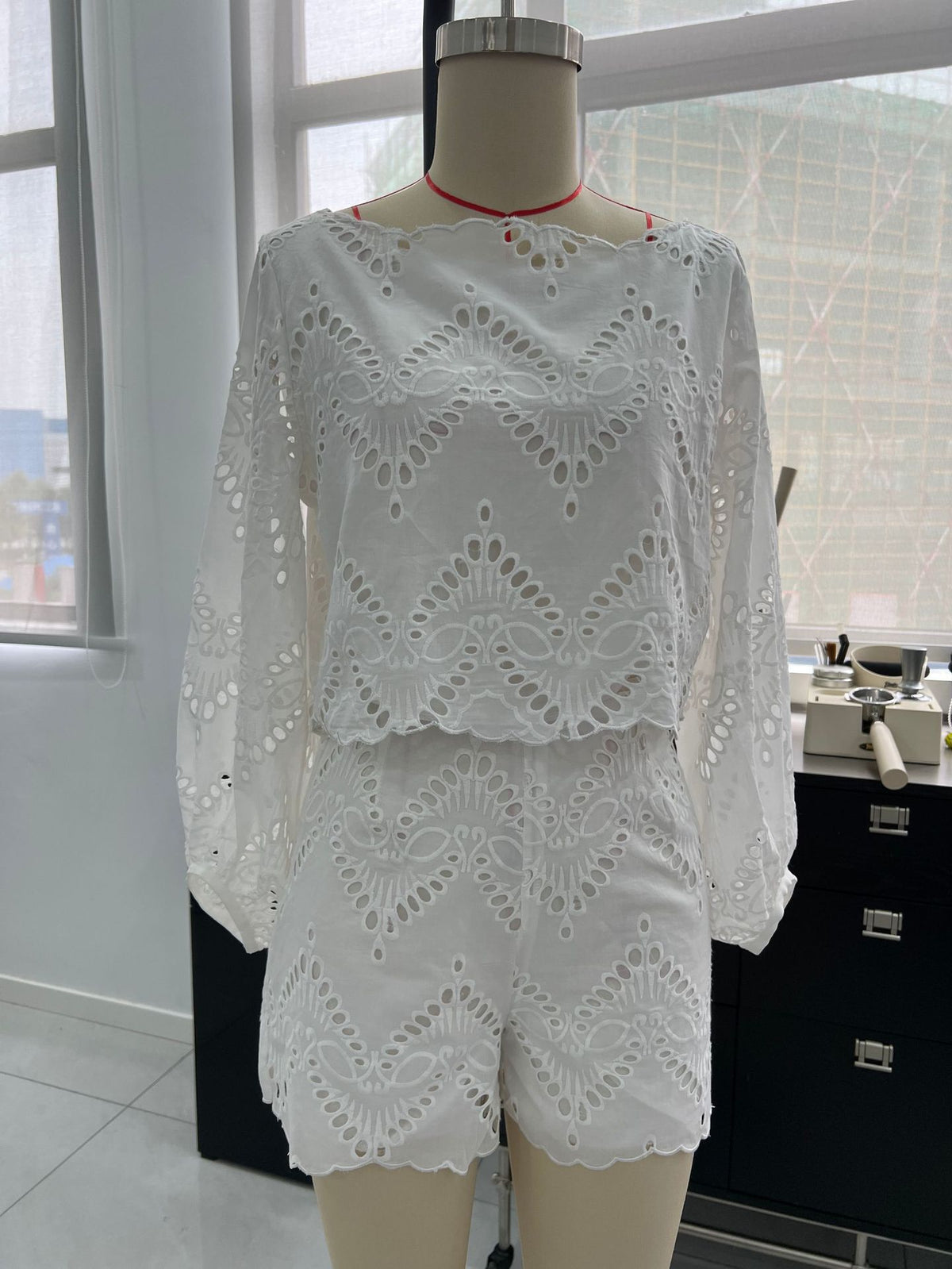 Women’s  Eyelet Blouse and Shorts Set