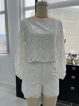 Women’s  Eyelet Blouse and Shorts Set