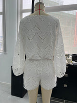 Women’s  Eyelet Blouse and Shorts Set