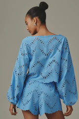 Women’s  Eyelet Blouse and Shorts Set