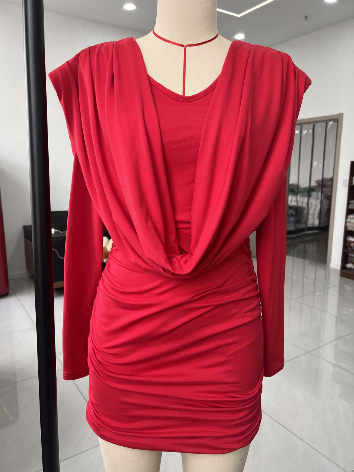 Women’s  Cowl-Neck Long-Sleeve Mini Dress