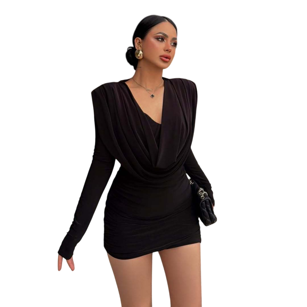 Women’s  Cowl-Neck Long-Sleeve Mini Dress