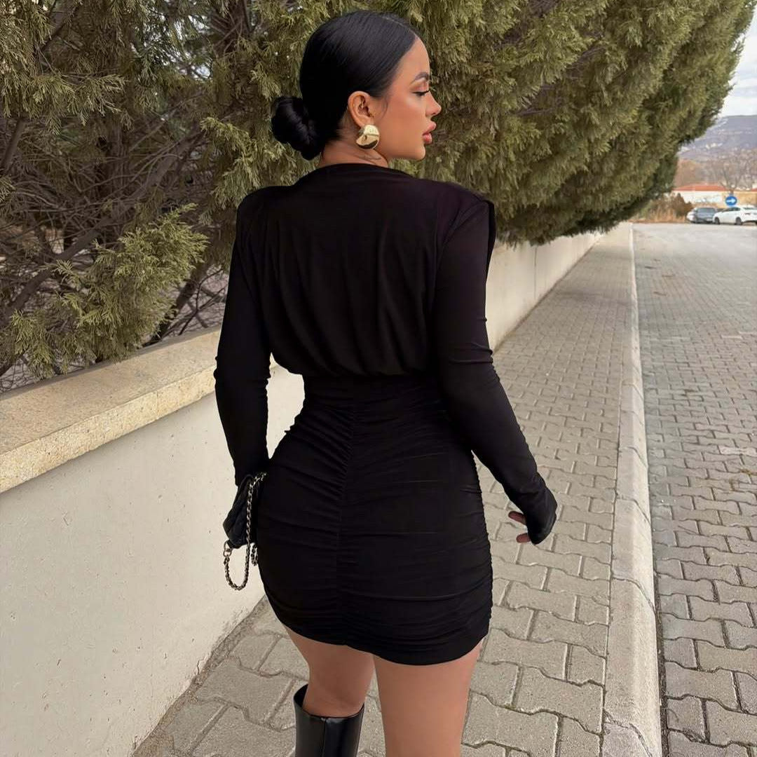 Women’s  Cowl-Neck Long-Sleeve Mini Dress