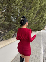Women’s  Cowl-Neck Long-Sleeve Mini Dress