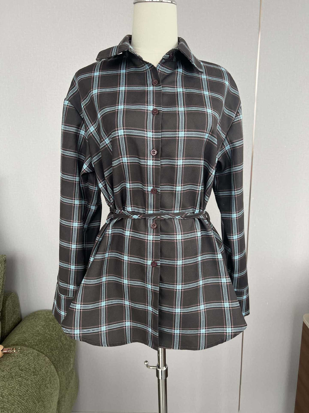 Women’s  Plaid Button-Down Tunic Top