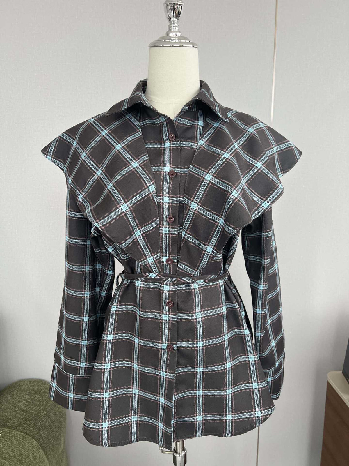 Women’s  Plaid Button-Down Tunic Top