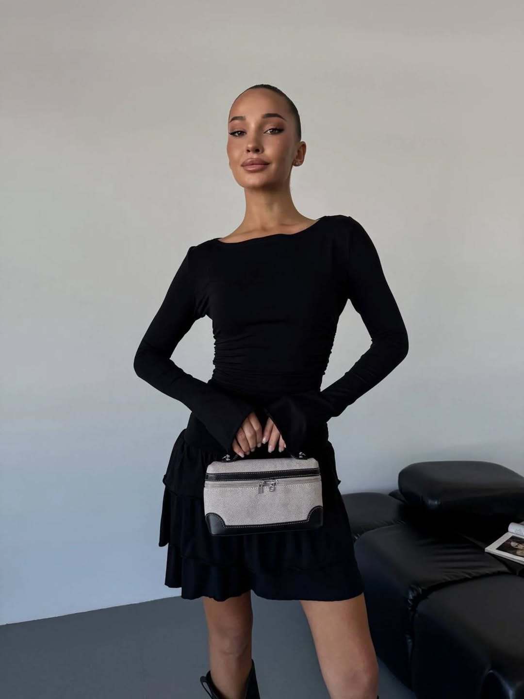 Women’s  Long-Sleeve Tiered Mini Dress