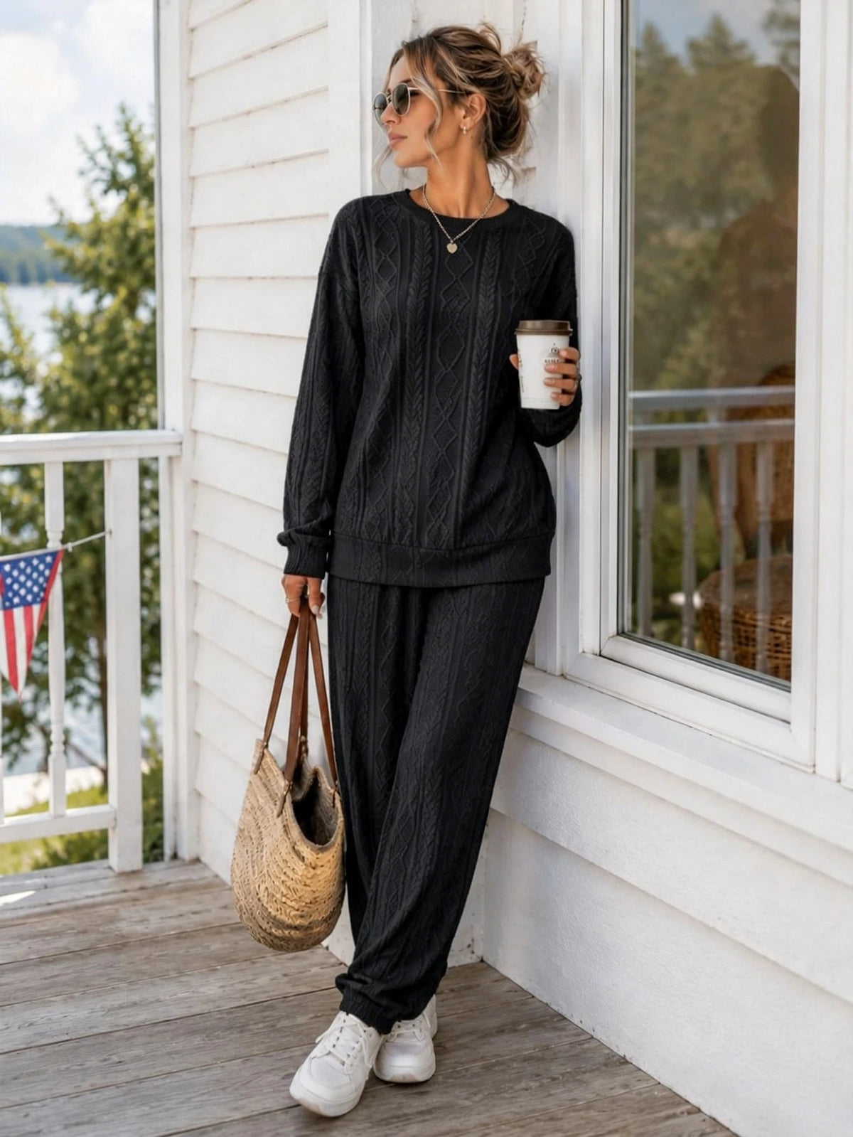 Women’s   Cable-Knit Lounge Set
