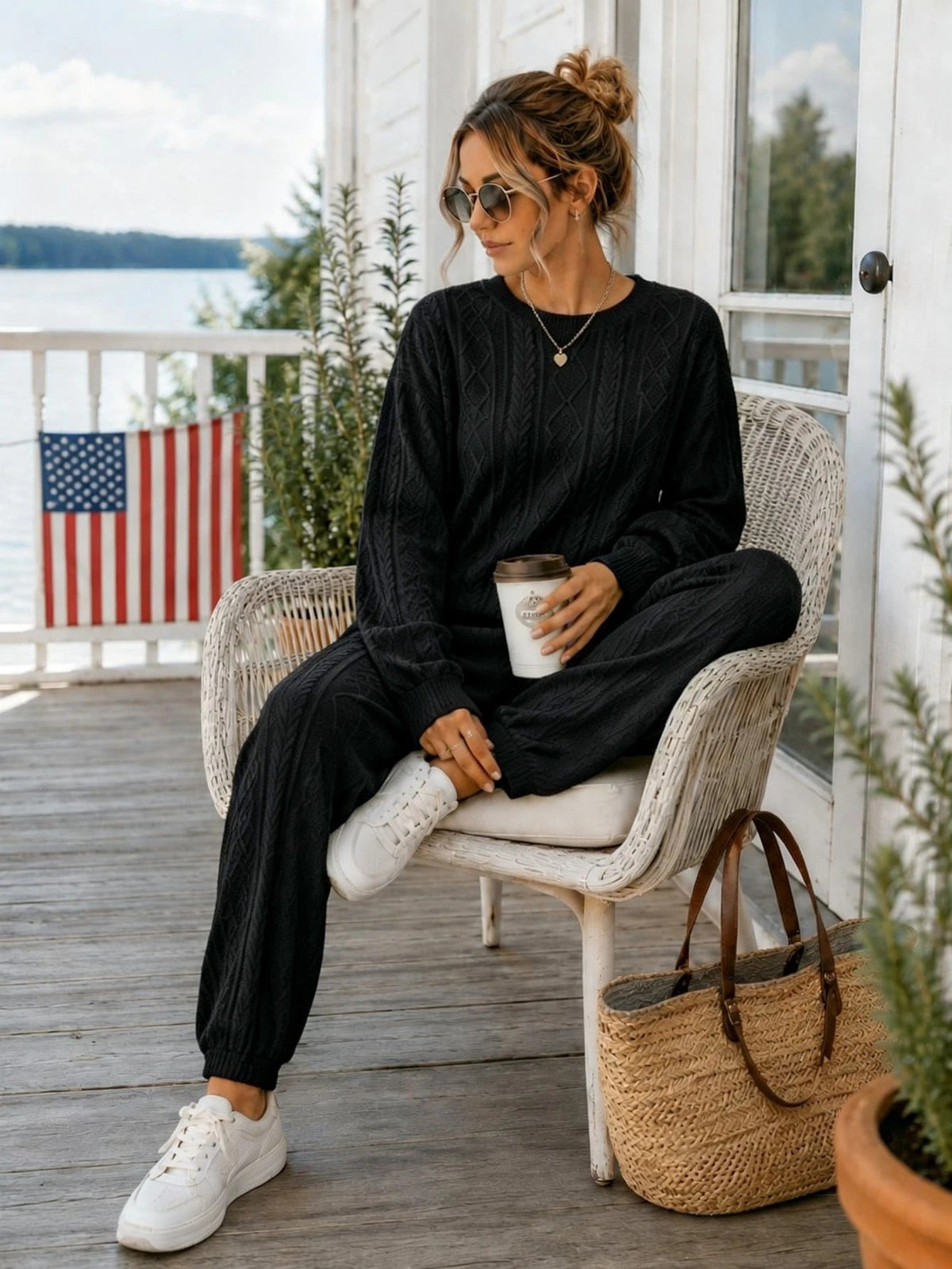Women’s   Cable-Knit Lounge Set