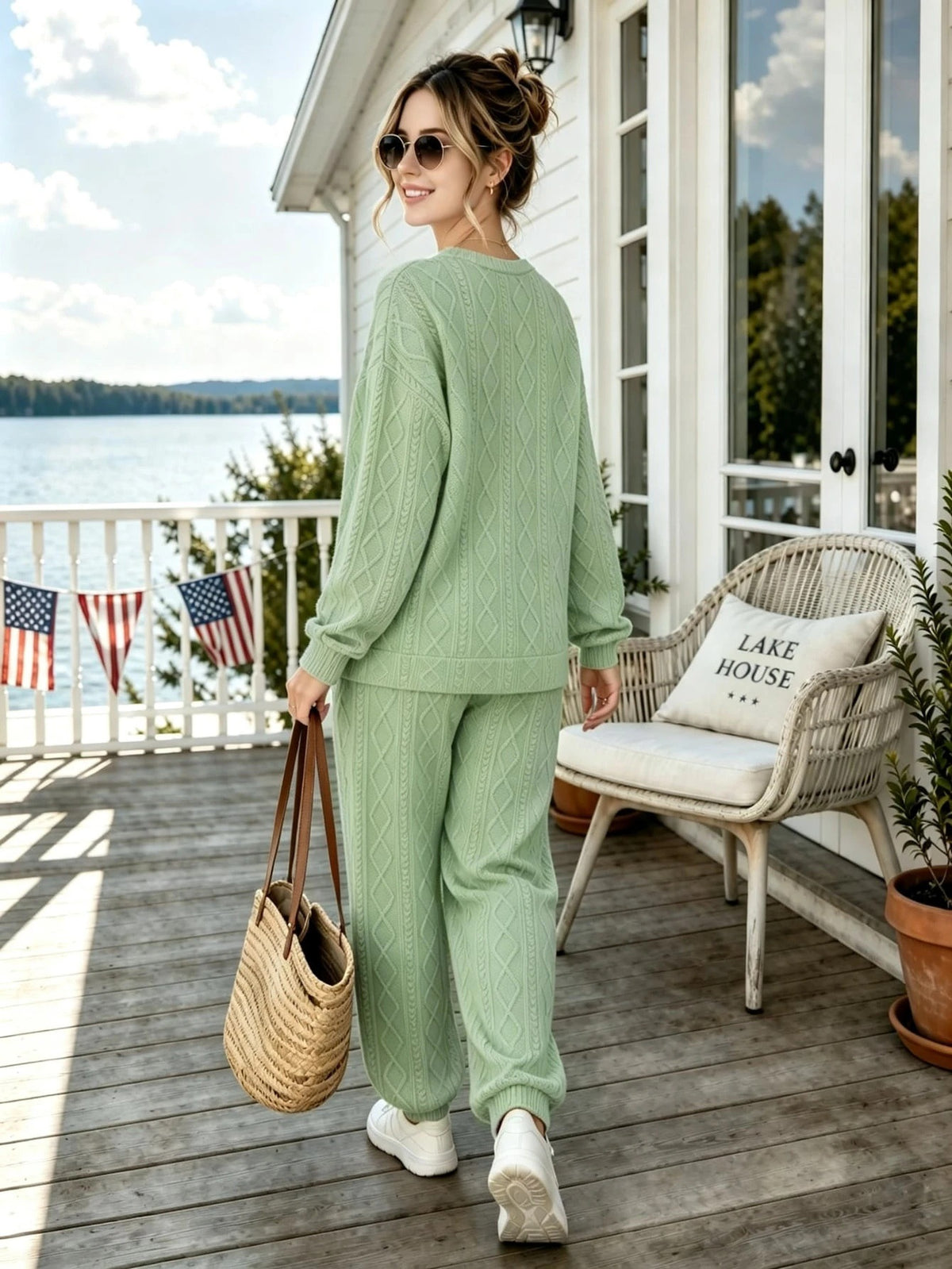 Women’s   Cable-Knit Lounge Set