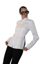 Women's White Button Front Long Sleeve Top