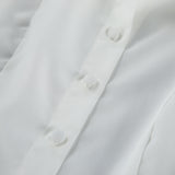 Women's White Button Front Long Sleeve Top