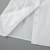 Women's White Button Front Long Sleeve Top