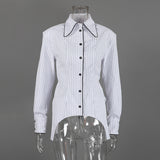 Women's Striped Button Down Collared Top