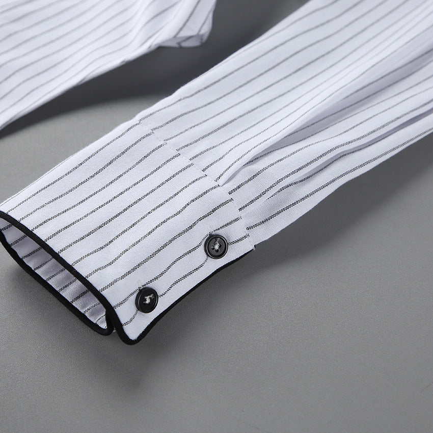 Women's Striped Button Down Collared Top